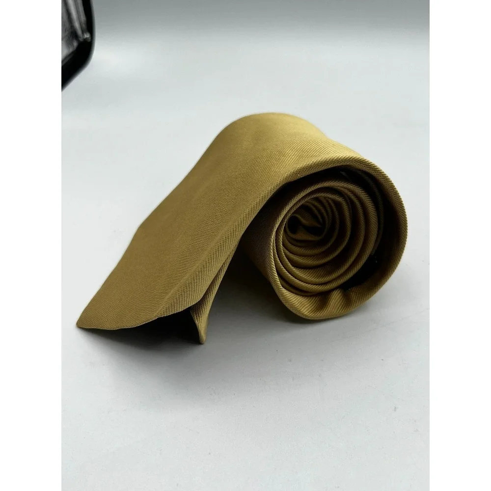 Brothers Makers Pure Silk Woven Gold Men's Necktie Hand Made‎ USA L: 58